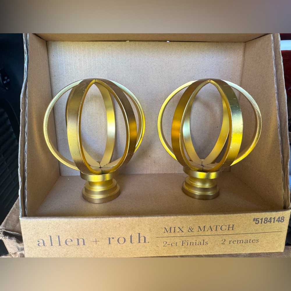 allen + roth 1 Pack Brushed Gold Steel Curtain Rod Finials